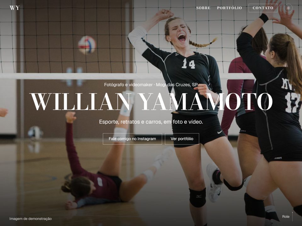 Página inicial do site do fotógrafo Willian Yamamoto